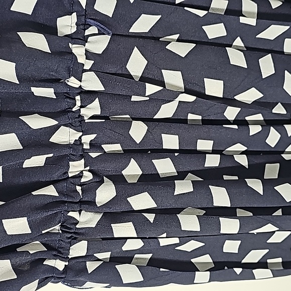 Vintage Leslie Fay Pleated Flowy Shirt Dress Diamond Fabric+Faux Pockets - Picture 9 of 17